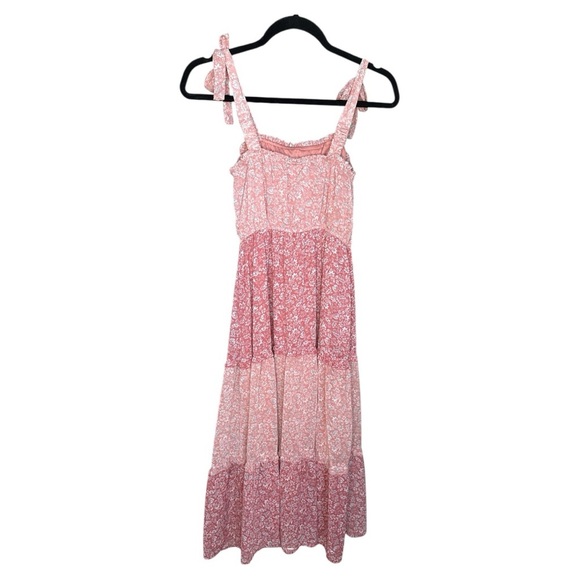 Sincerely Jules Pink Bohemian Tiered Maxi Dress size Small - Picture 3 of 3